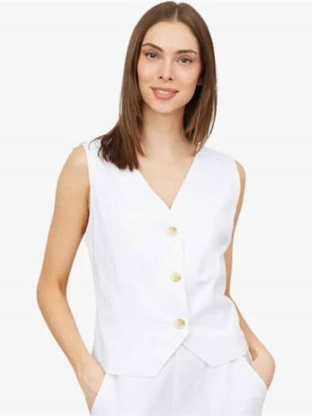 Claudia ev Lined Horn Button Front Vest (L)